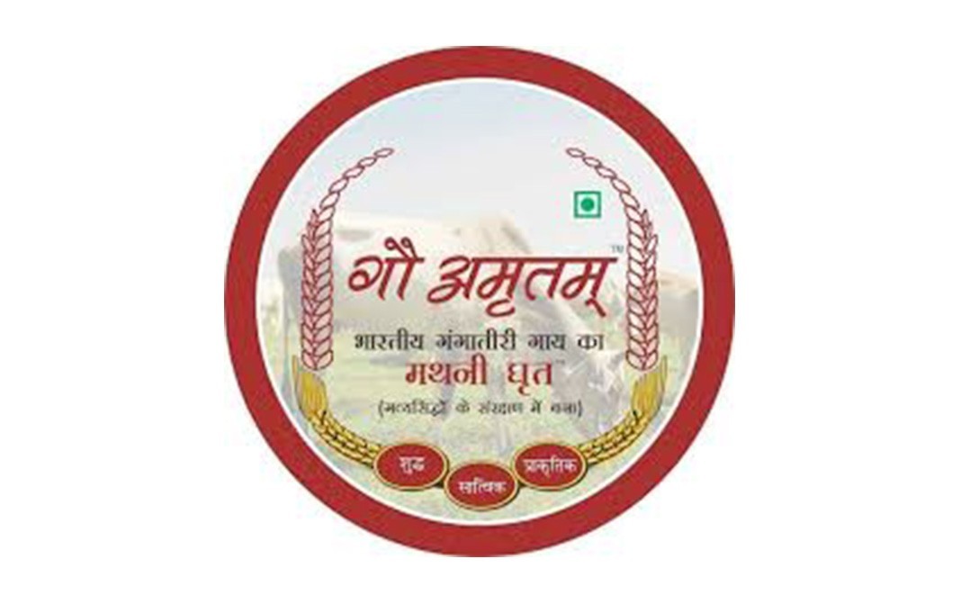 Gau Amritam Jain Maryadit Ghrit Desi Kankrej Cow Vedic Organic A2 Ghee   Glass Jar  500 millilitre